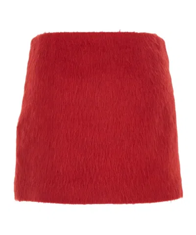 Msgm Red Miniskirt With Side Concealed Zip Closure In Wool Blend Woman In Red