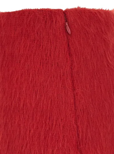 Msgm Red Miniskirt With Side Concealed Zip Closure In Wool Blend Woman In Red