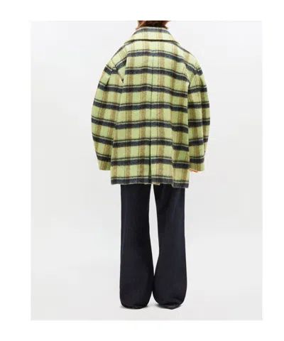 Ganni Oversized Double-breasted Checked Brushed-wool Coat In Multi