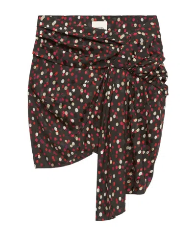 Isabel Marant Asymmetric Hem Mini Skirt With Polka Dots In Brown