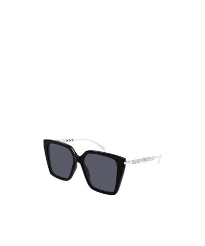 Gucci Gg1967s Linea Emblem 002 Black Silver Grey Sunglasses In Black
