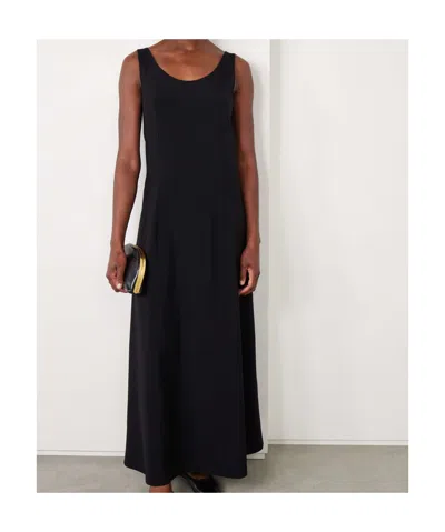 The Row Teza Wool Maxi Dress In Black