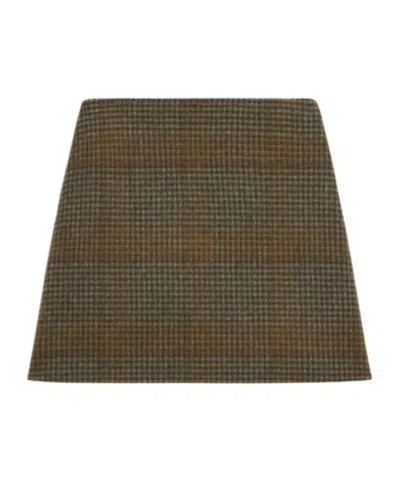 Theory A-line Mini Skirt In Plaid Wool-cashmere In Brown