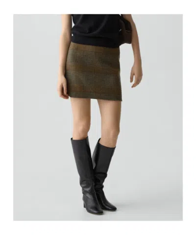 Theory A-line Mini Skirt In Plaid Wool-cashmere In Brown