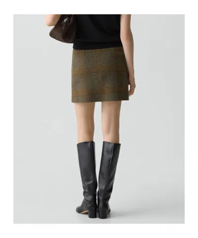 Theory A-line Mini Skirt In Plaid Wool-cashmere In Brown