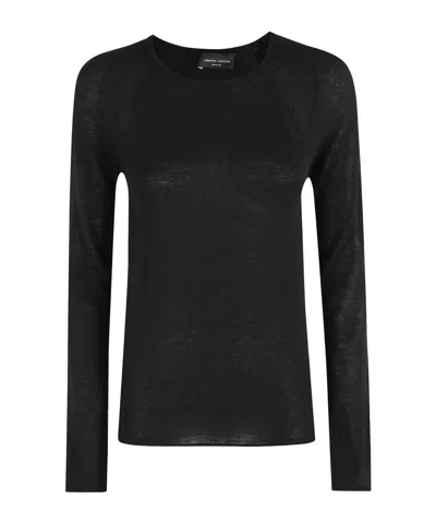 Roberto Collina Crew Neck Long Sleeve Sweater In Black