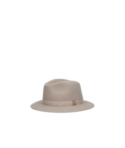 Borsalino Wide Brim Hat Grosgrain Ribbon In Gray