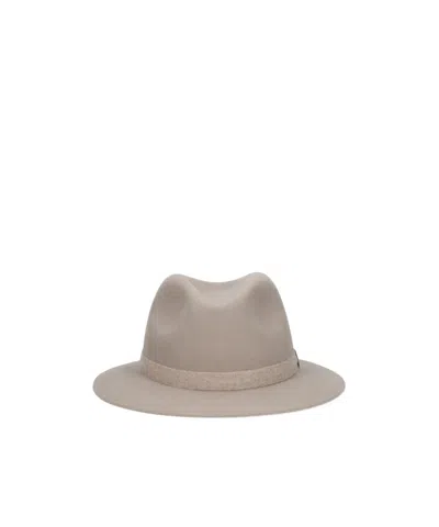 Borsalino Wide Brim Hat Grosgrain Ribbon In Gray