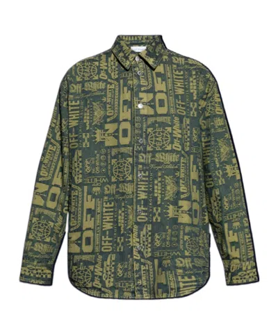 Off-white Logo-pattern Denim Shirt In Multi