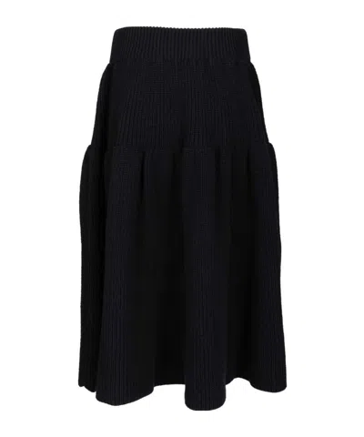 Dries Van Noten Women Wool Twill Midi Skirt In Black