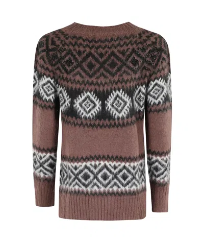Ermanno Firenze Geometric-pattern Sweater In Brown