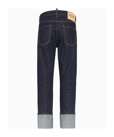 Dsquared2 Logo Patch Straight-leg Jeans In Blue