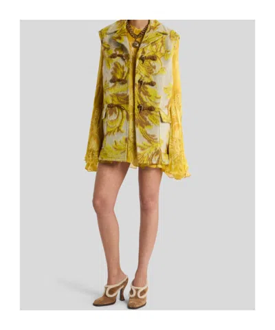 Etro Floral-jacquard Toggle Waistcoat In Yellow