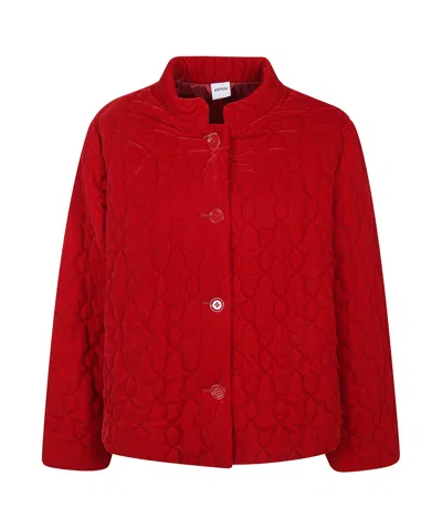 Aspesi Quilted Buttoned Jacket In Red