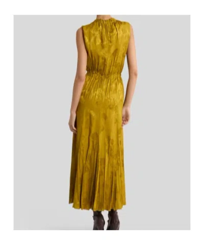 Etro Leafy Jacquard Sleeveless Midi Dress In Yellow