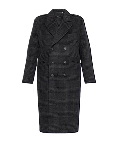Misbhv Checked Double-breasted Coat In Black