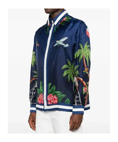 Casablanca Classic Long Sleeve Shirt In Blue