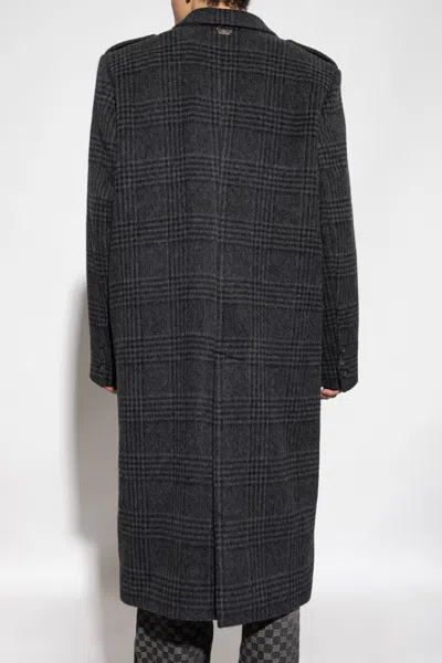 Misbhv Checked Double-breasted Coat In Black