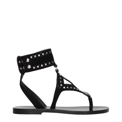 Isabel Marant Black Leather Flip-flop Sandals
