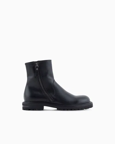 Giorgio Armani Ankle-length Monobloc Rubber Outsole Boots In Black
