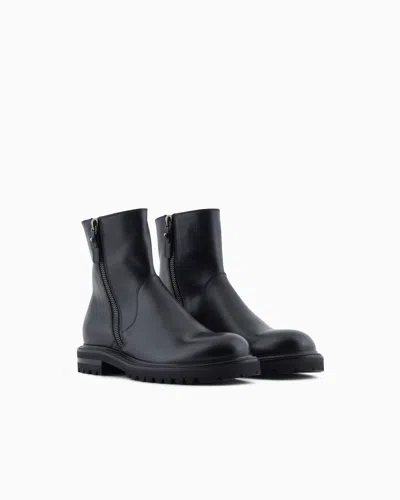 Giorgio Armani Ankle-length Monobloc Rubber Outsole Boots In Black