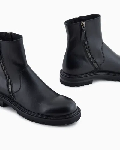 Giorgio Armani Ankle-length Monobloc Rubber Outsole Boots In Black