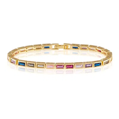 Sahira Jewelry Design Women's Lainey Rainbow Tennis Bracelet In Gold In Gold