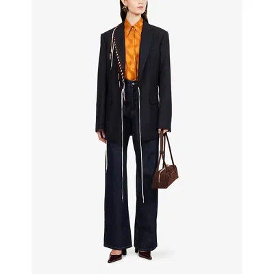Dries Van Noten Baftan Long Sleeve Notched Lapel Jacket In Blue