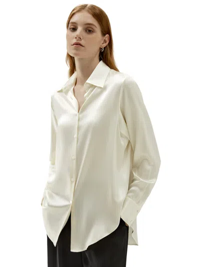 Lilysilk Basic Concealed Placket Silk Shirts In Neutral
