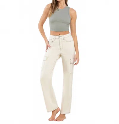 Flying Monkey Jessica Utility Cargo Pants In Beige In White