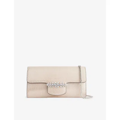 Jimmy Choo Womens Soft Gold/silver Bing Metallic Leather Wallet Chain In Neutral