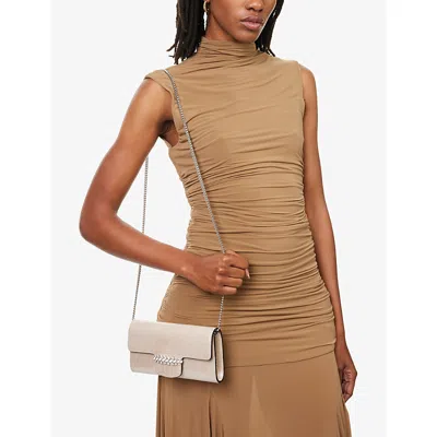 Jimmy Choo Womens Soft Gold/silver Bing Metallic Leather Wallet Chain In Neutral