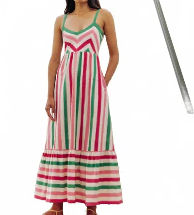 Pink City Prints Puglia Dress In Watermelon Stripe In Multi