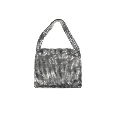 Rabanne Square Metallic Mesh Shoulder Bag With Fixed Handle In Gray