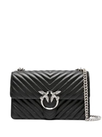 Pinko Mini Love Bag One Chevron Crossbody Bag In Black