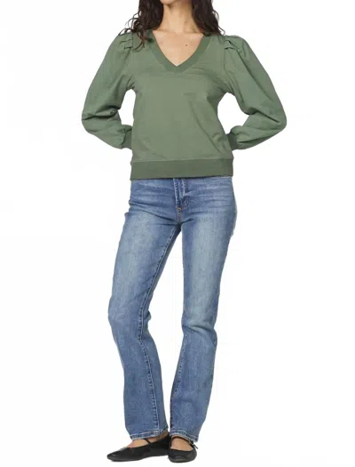 Another Love Sammi V-neck Sweatshirt In Slate Green In Green