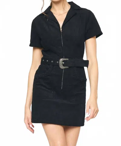 Entro Cowgirl Corduroy Mini Dress In Black In Black