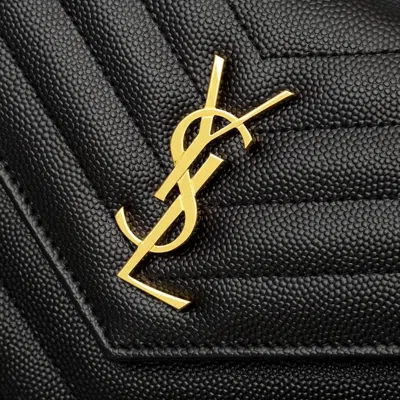 Saint Laurent 'cassandre' Leather Wallet On Chain In Black