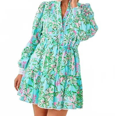 Lilly Pulitzer Arletta Mini Long Sleevedress In Multi Sun Of A Bun In Multi