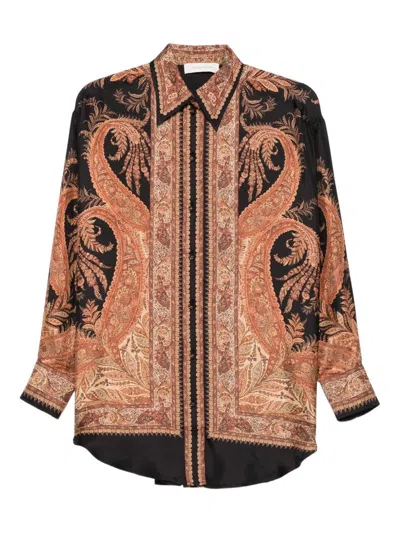 Zimmermann Longline Paisley Pattern Top In Black