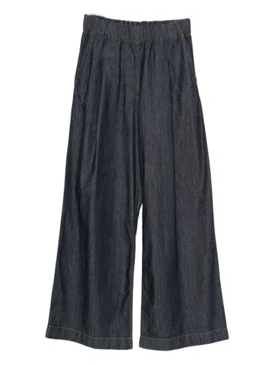 Dries Van Noten Wide Leg Denim Trousers And Pockets In Black
