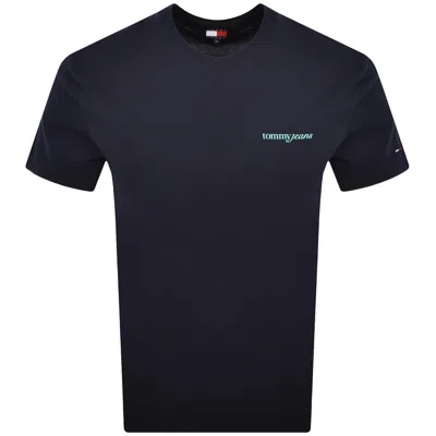Tommy Jeans Blur Script T Shirt Navy In Black