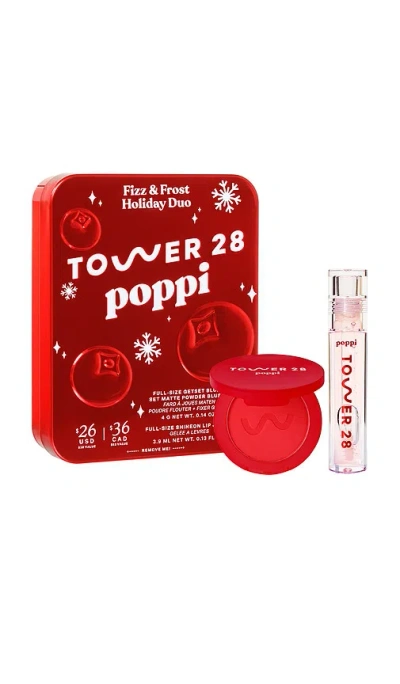 Tower 28 X Poppi Fizz + Frost Blush Lip Kit In Red