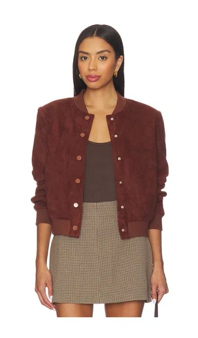 Astr The Label Olenna Faux Suede Bomber Jacket In Burgundy