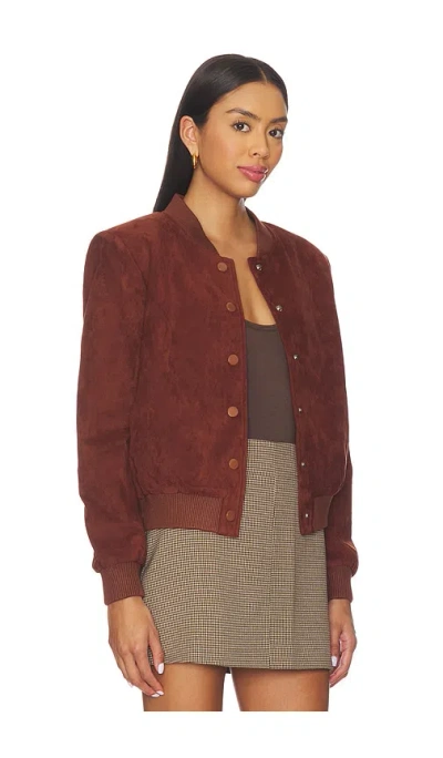 Astr The Label Olenna Faux Suede Bomber Jacket In Burgundy
