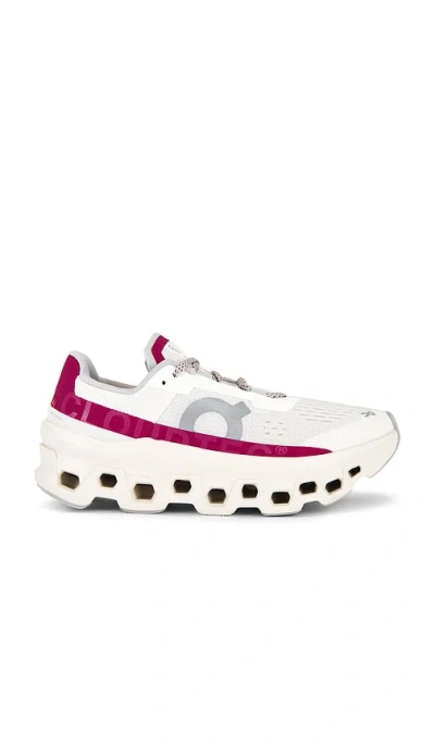 On Cloudmster Sneakers In Ivory With Grenadine Accents In White
