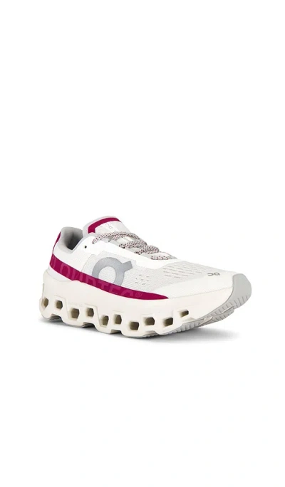 On Cloudmster Sneakers In Ivory With Grenadine Accents In White