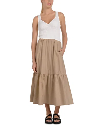 Elan Mixed Media Tank Maxi Dress In White