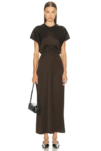 Totême Slouch Waist Crinkled Dress Black In Brown