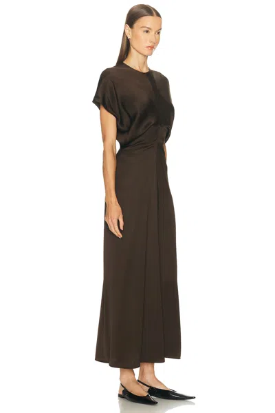 Totême Slouch Waist Crinkled Dress Black In Brown
